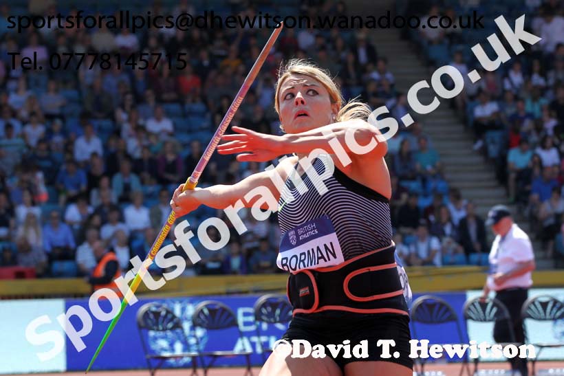 Brittany Borman (USA), womens javelin, IAAF Diamond League, Birmingham. Photo: David T. Hewitson/Sports for All Pics